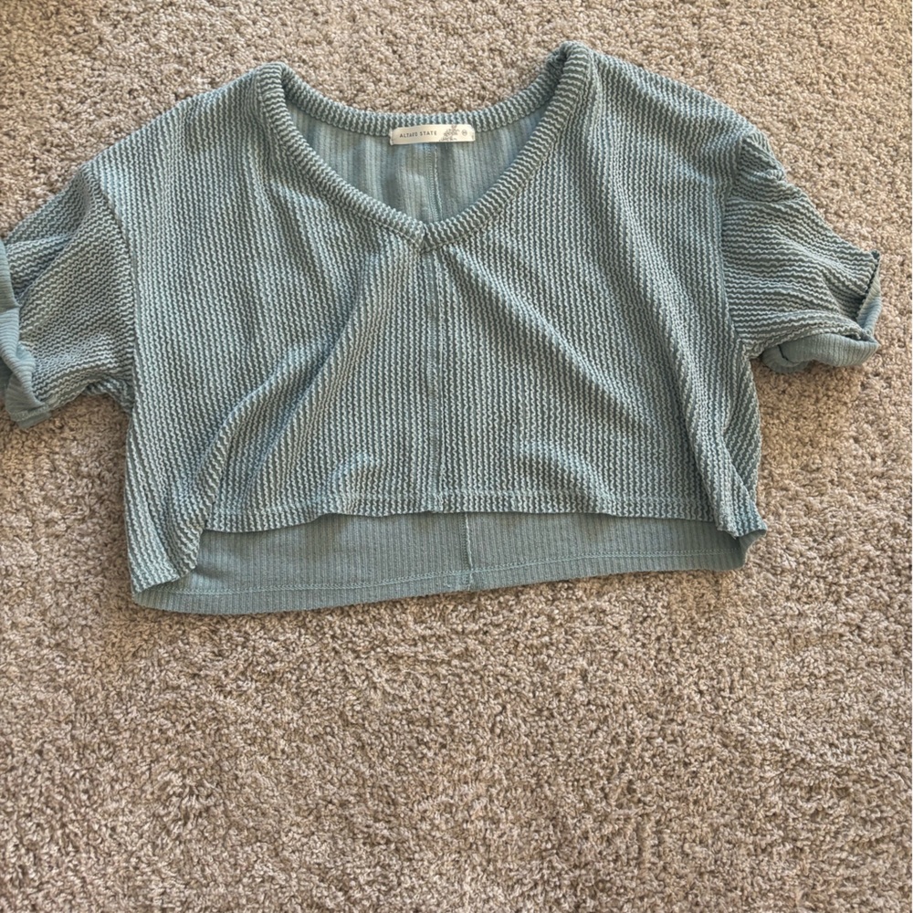 Altar'd State Blue Knit Crop Top